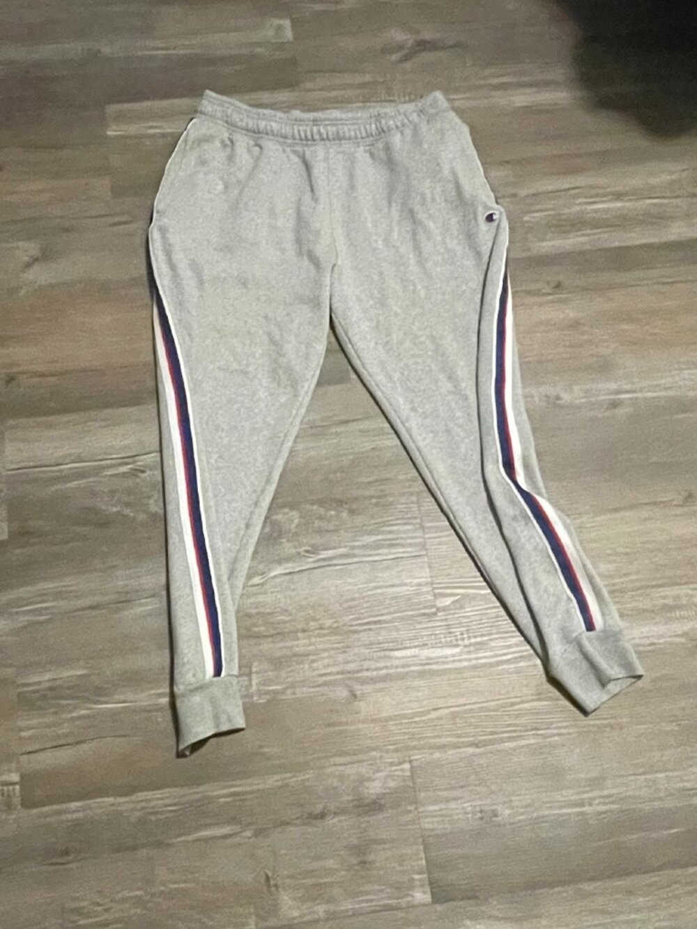 Champion Men's Everyday Cotton Jogger - Oxford Gray Red White and Blue Stripe,XL